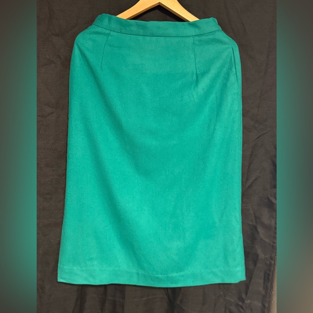 Vintage Corey Lynn Wool Teal Pencil Skirt, Size 8